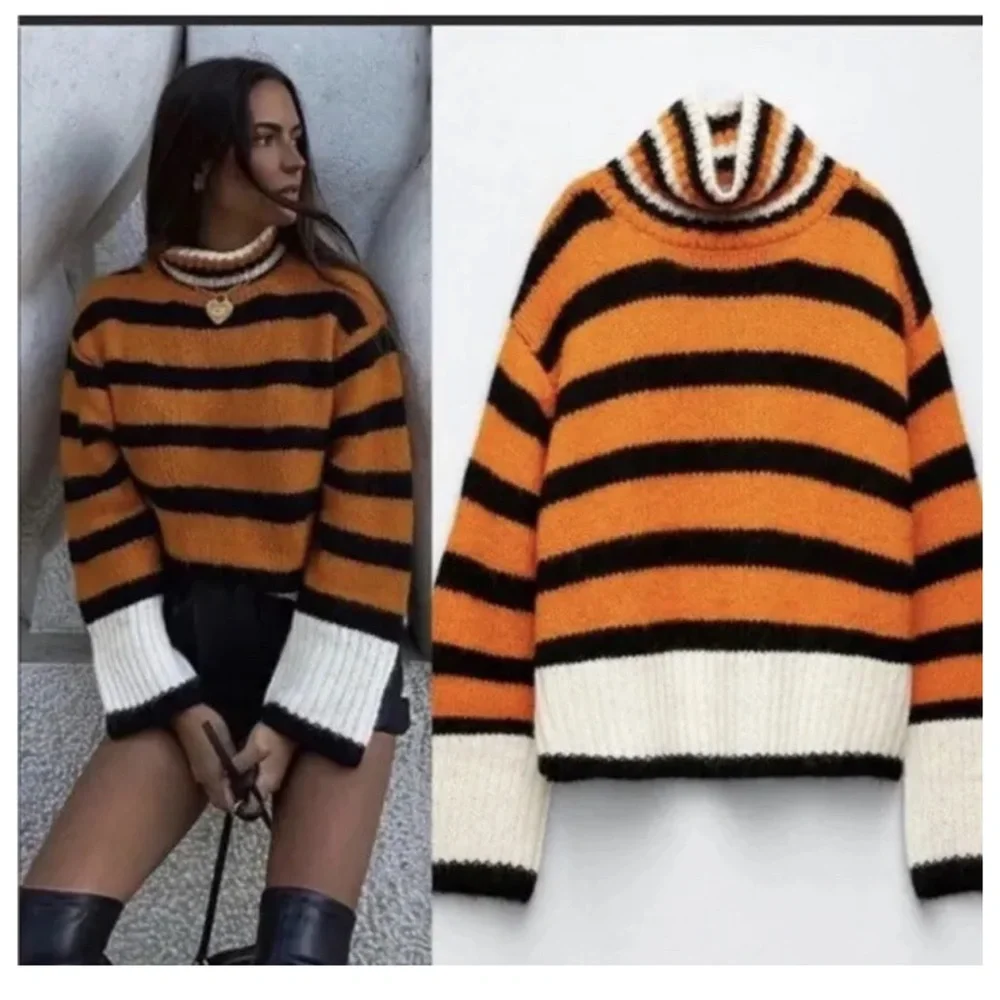 ZARA - AW21 STRIPED KNIT SWEATER 2142/175 - Size: Small - Picture 4 of 7